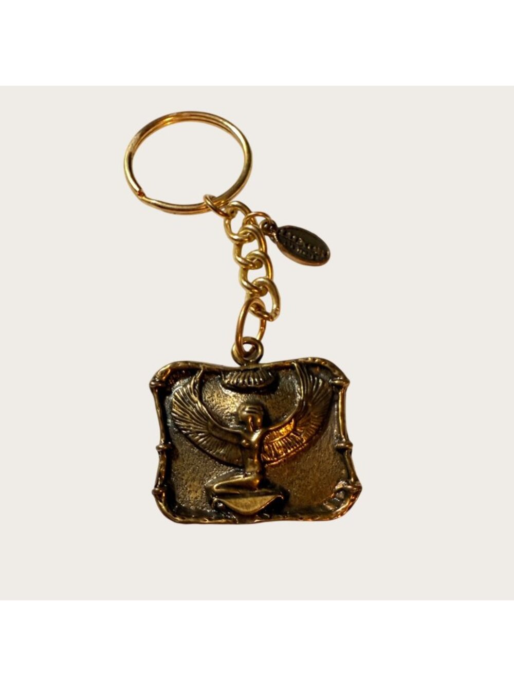 Luxor Egyptian Goddess Isis Keychain Keyring Gold-Tone Finish